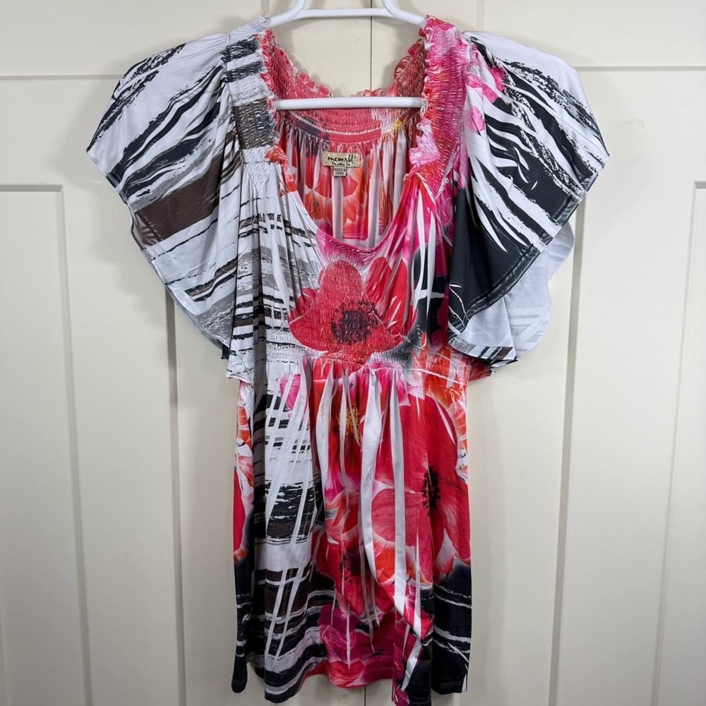 ONE WORLD‎ Red and Pink Floral Dress